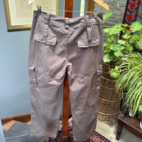 Women's Lightweight 100% Cotton Gray Cargo Pants size L - Picture 6 of 8